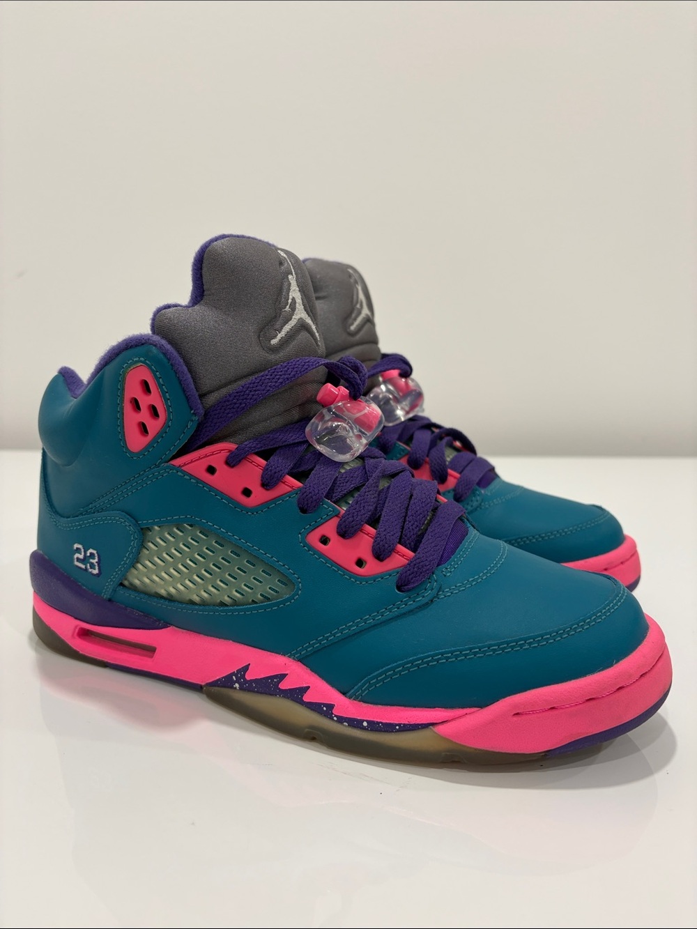 Jordan Kids' Teal, Pink & Purple Retro 5 Sneakers